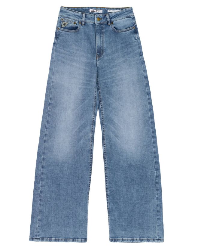 LOIS PALAZZO WIDE FLARE JEANS STONE