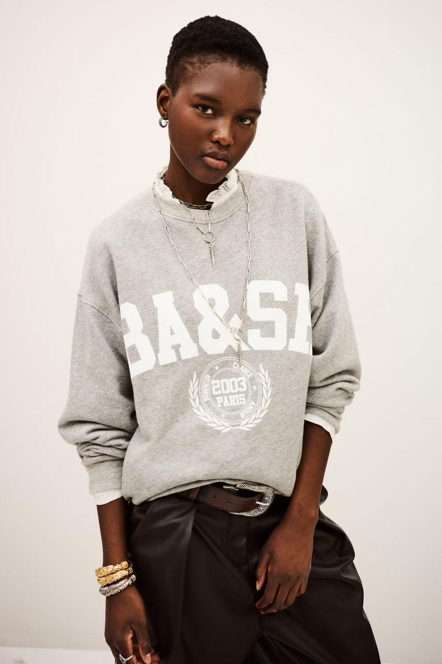 BA&SH BENJAMIN LOGO SWEATER GREY