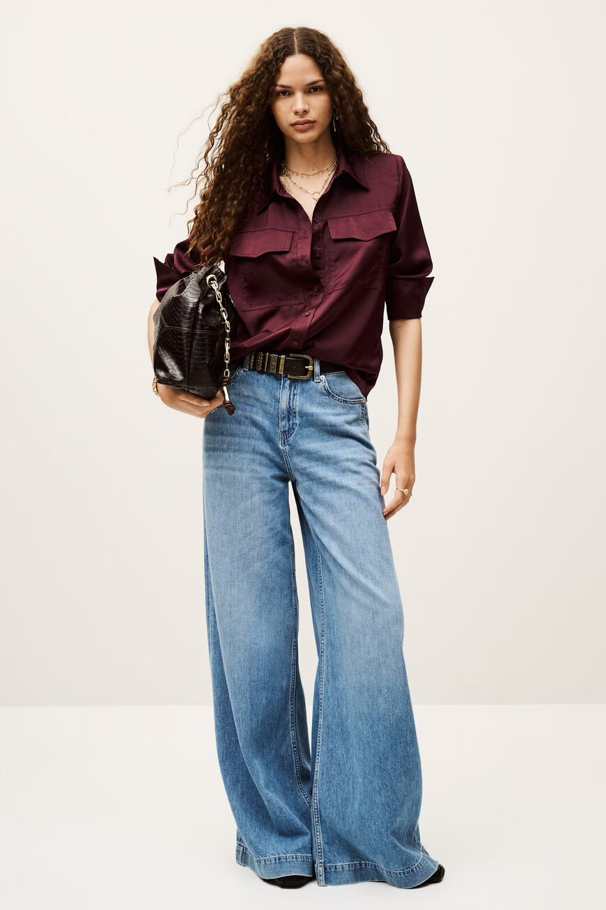 BA&SH FLOWING SHIRT CANOLI BORDEAUX