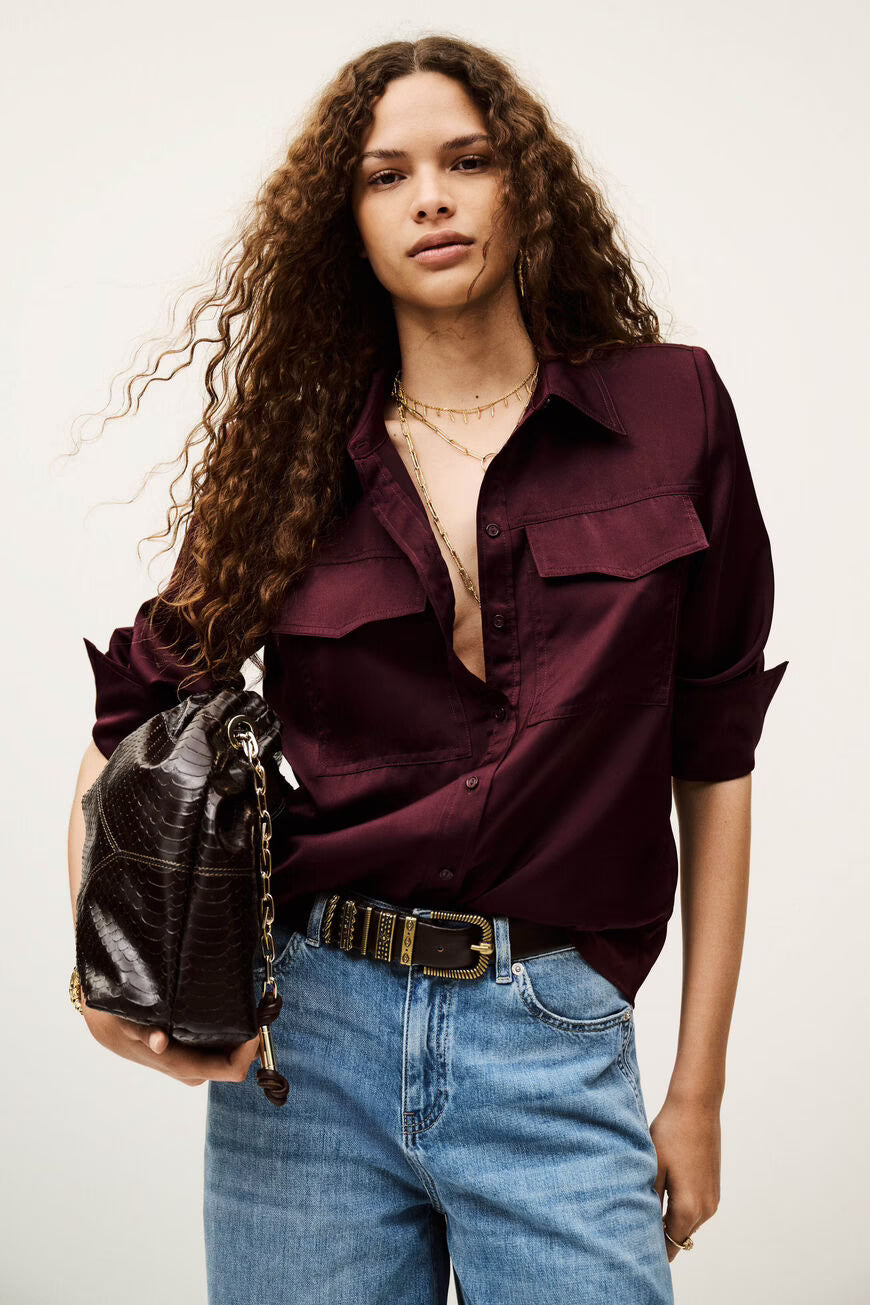 BA&SH FLOWING SHIRT CANOLI BORDEAUX