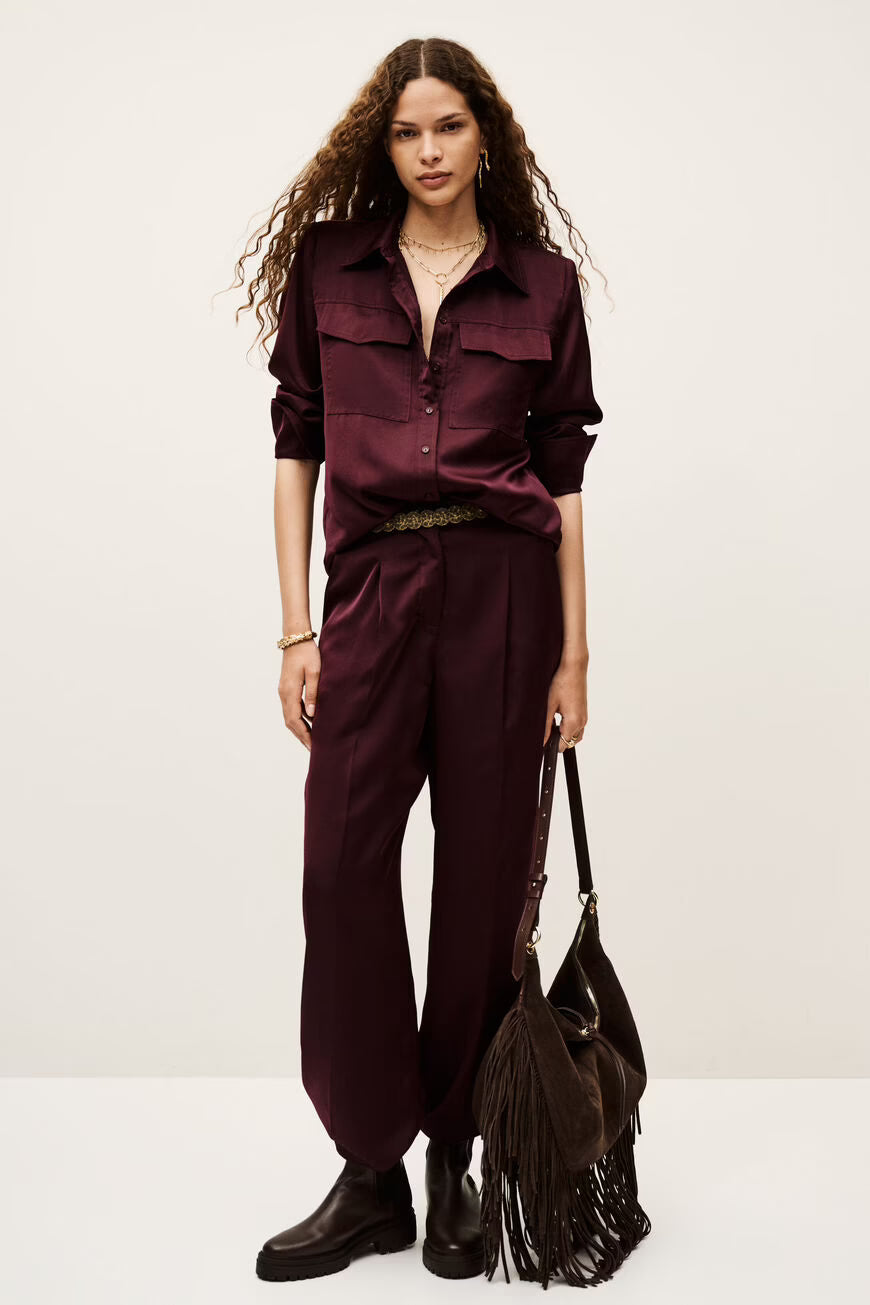 BA&SH FLOWING SHIRT CANOLI BORDEAUX