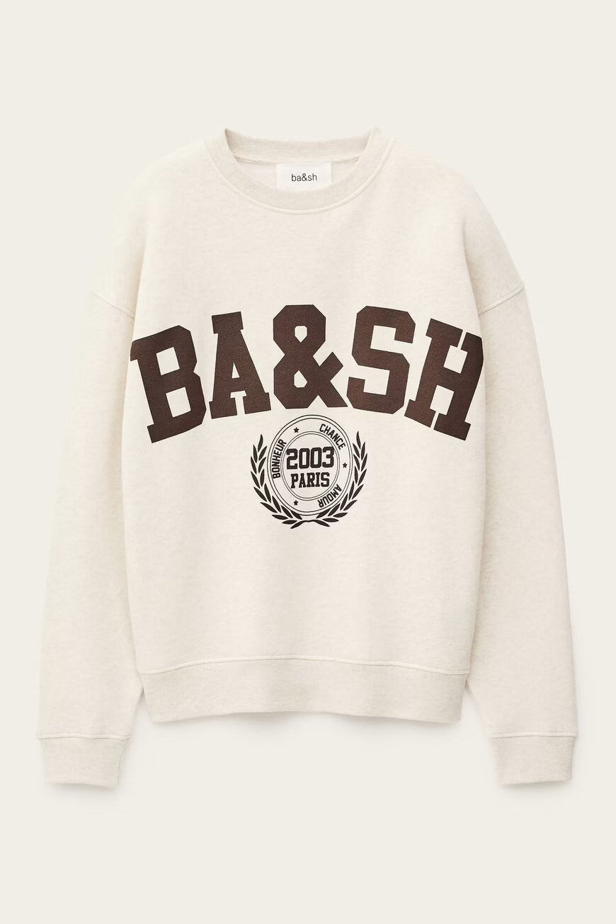 BA&SH FENJA SWEATER MET LOGO BEIGE