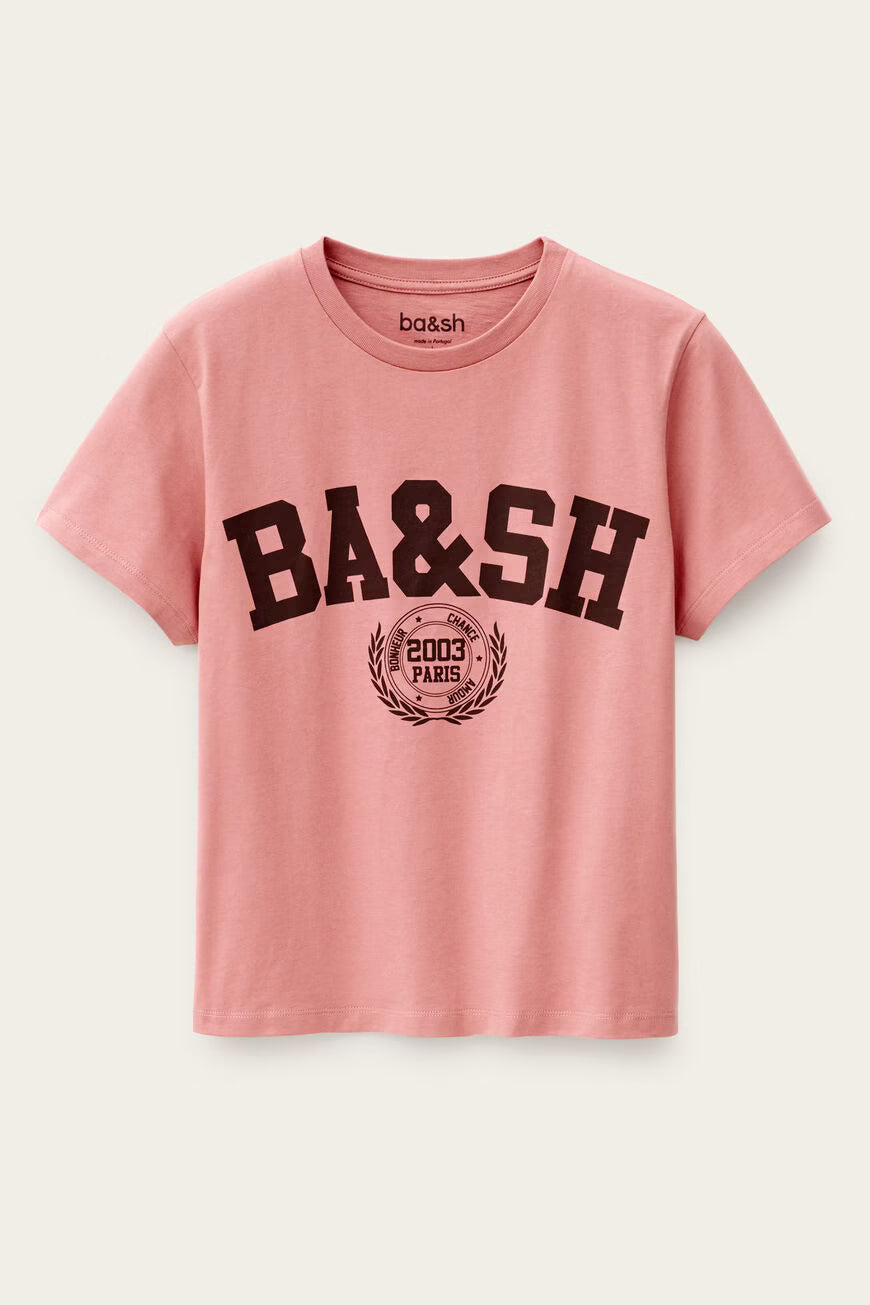 BA&SH IONI T-SHIRT LOGO ROSE