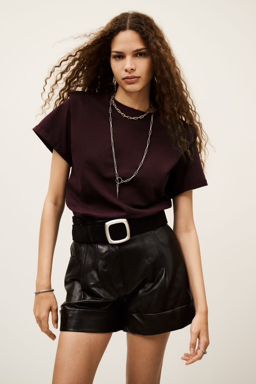 BA&SH PIO T-SHIRT BORDEAUX