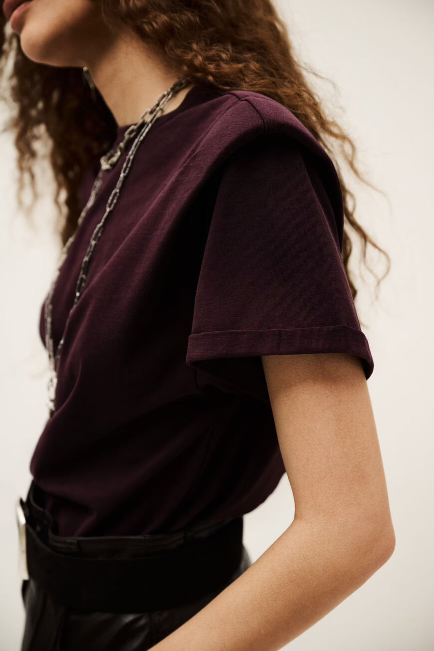 BA&SH PIO T-SHIRT BORDEAUX