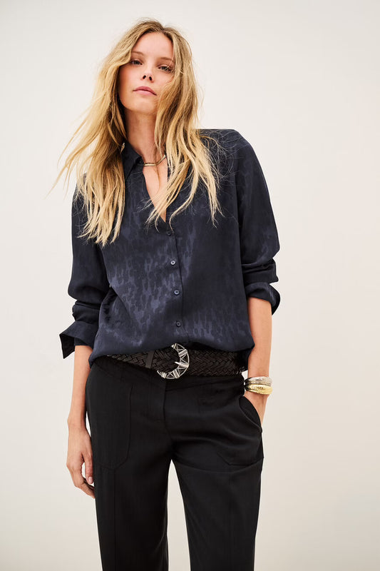 BA&SH BLOUSE HETSEY DONKERBLAUW