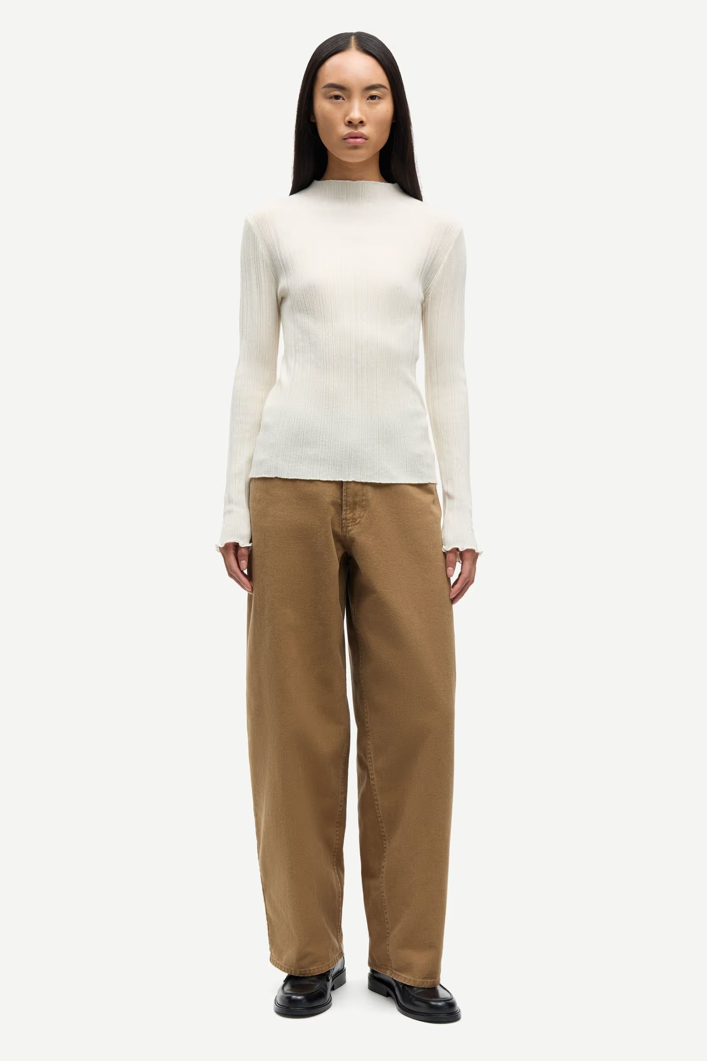 SAMSOE SAHARPER BELT TROUSERS OTTER