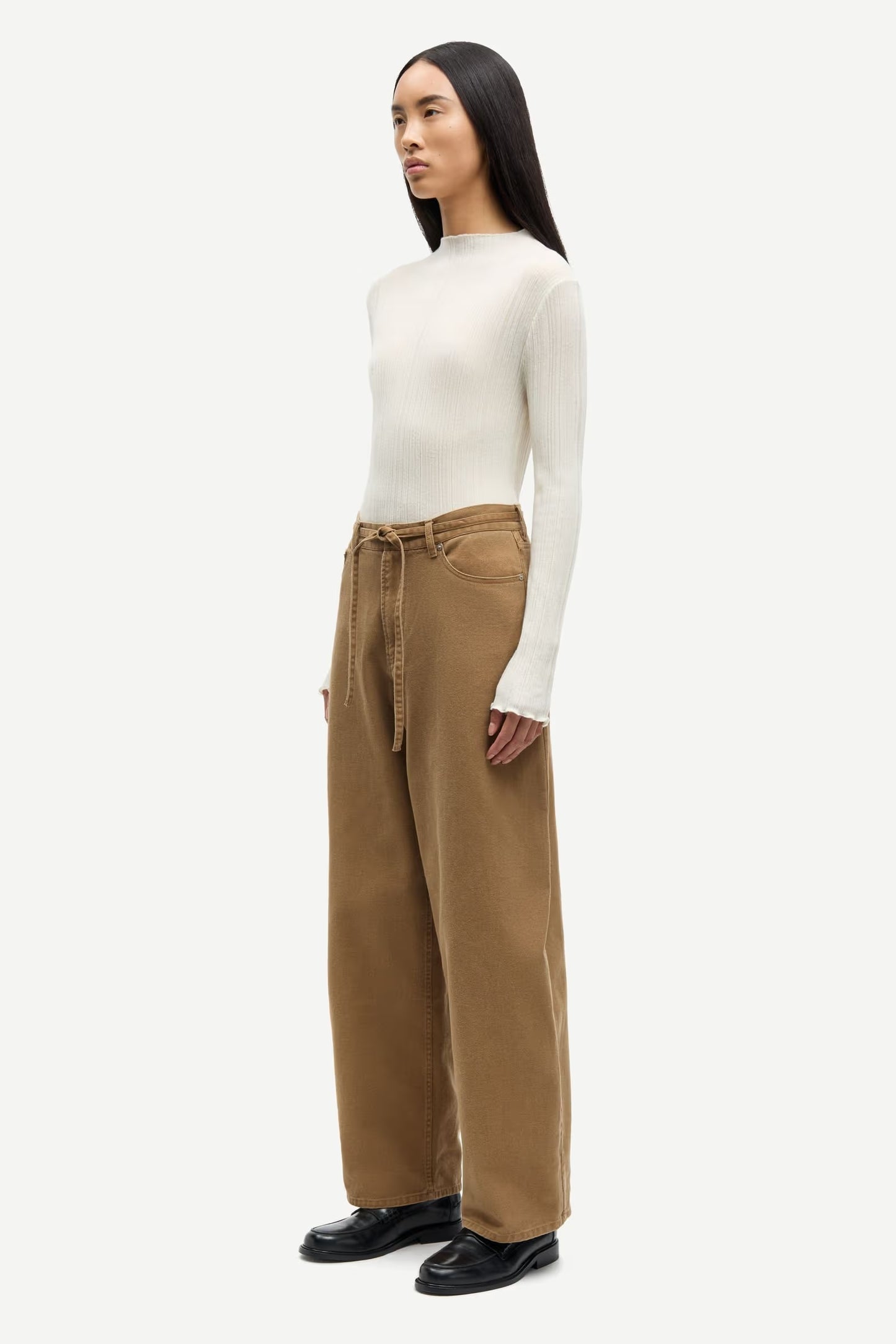 SAMSOE SAHARPER BELT TROUSERS OTTER