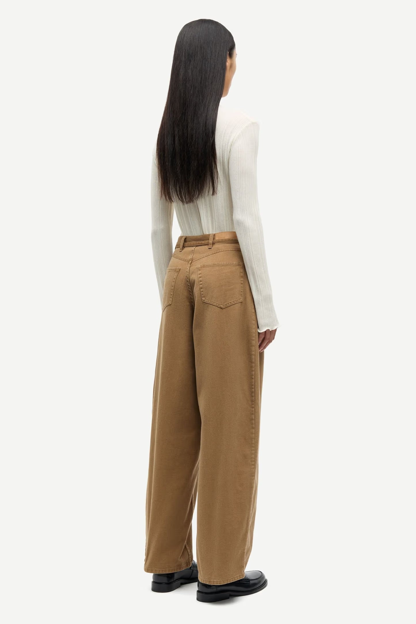 SAMSOE SAHARPER BELT TROUSERS OTTER