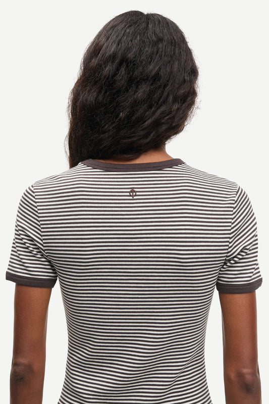 SAMSOE SALINAS TSHIRT BRUIN/WIT