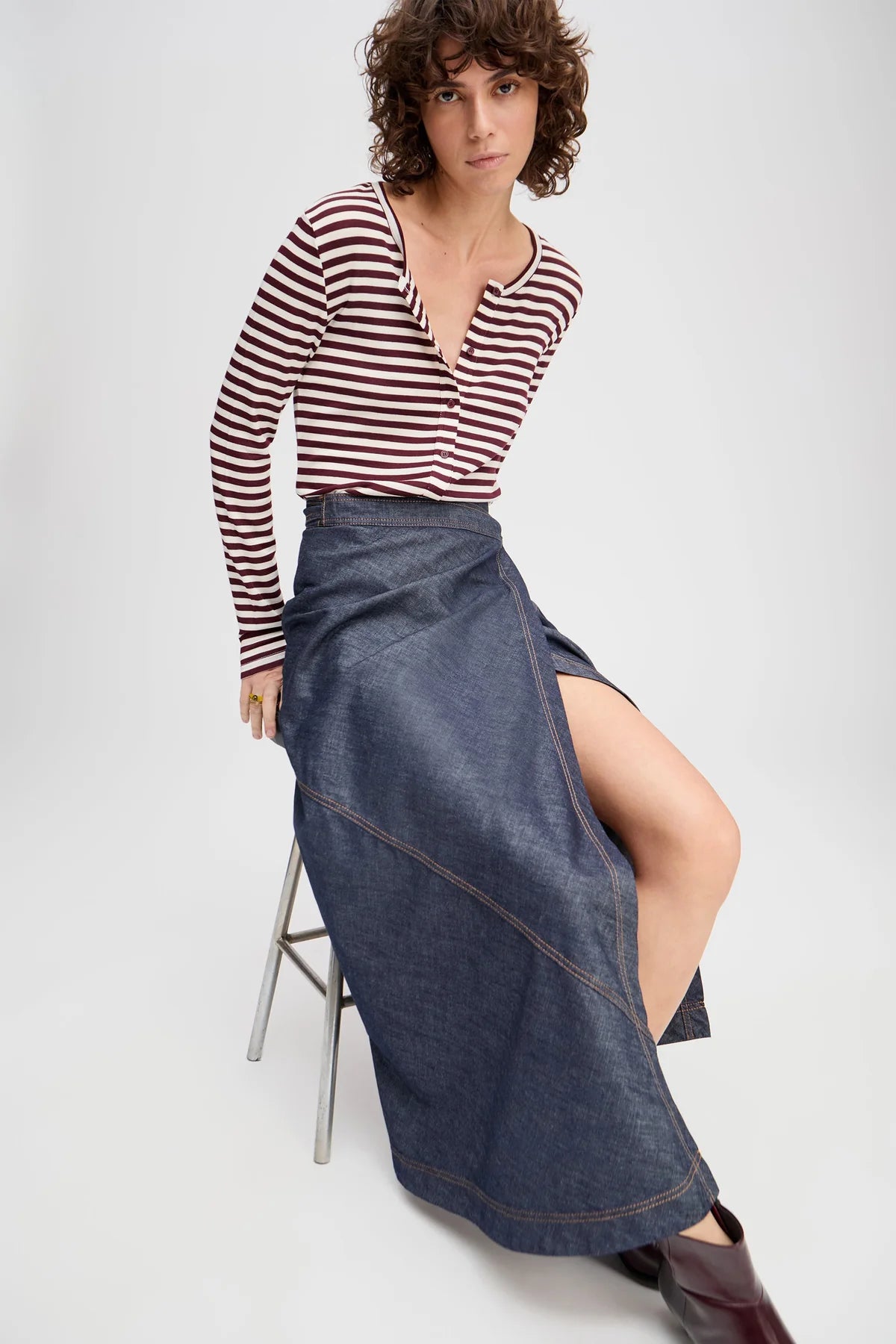 MUNTHE LEVOMA TOP GESTREEPT BORDEAUX