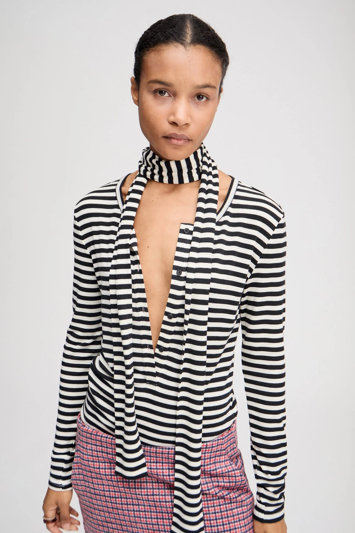 MUNTHE LEVOMA TOP GESTREEPT BLACK
