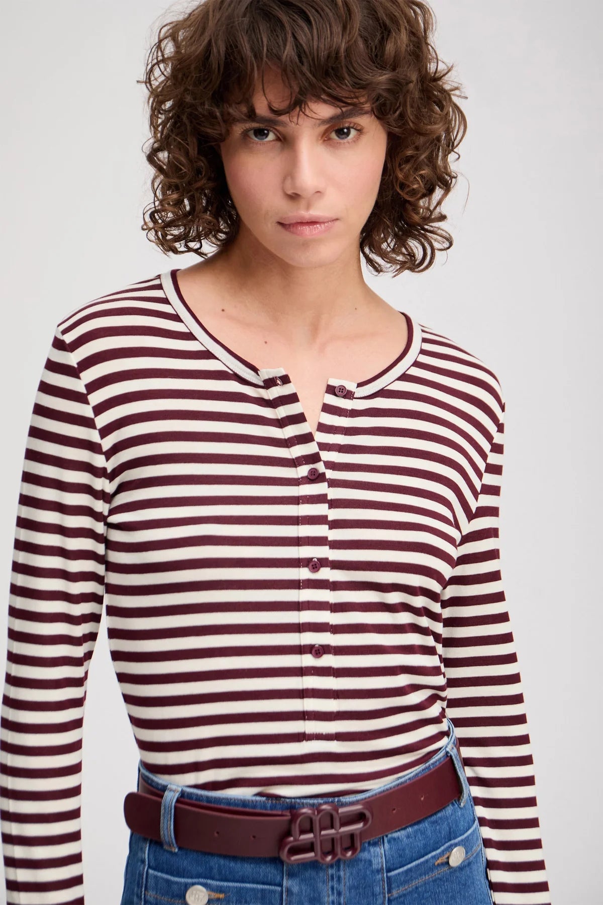MUNTHE LEVOMA TOP GESTREEPT BORDEAUX