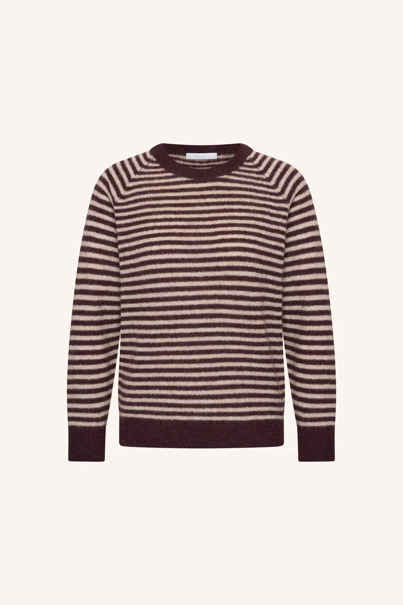 BY BAR SALLY STRIPE PULLOVER BURGUNDY