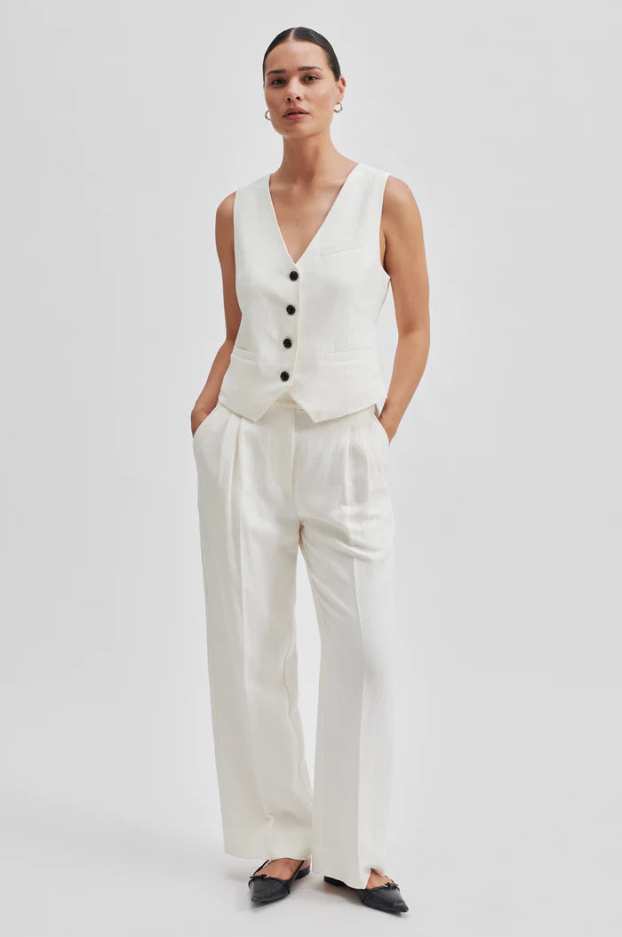 SECOND FEMALE LINO TROUSERS OFF-WHITE - S. LABELS
