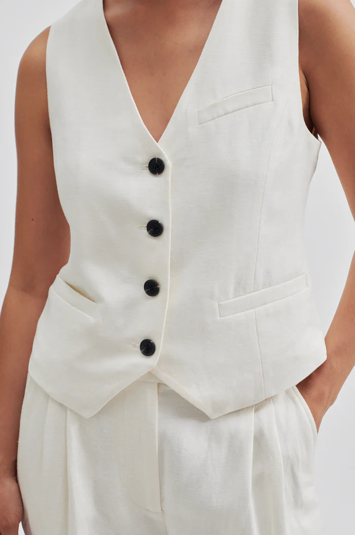SECOND FEMALE LINO WAISTCOAT OFF-WHITE - S. LABELS