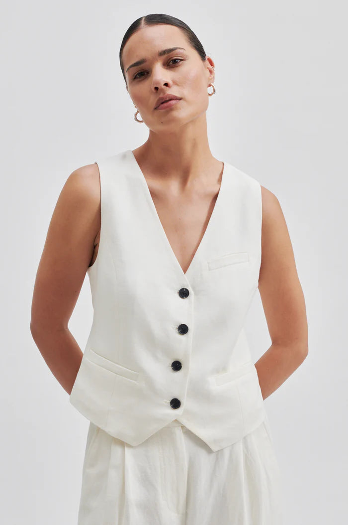 SECOND FEMALE LINO WAISTCOAT OFF-WHITE - S. LABELS