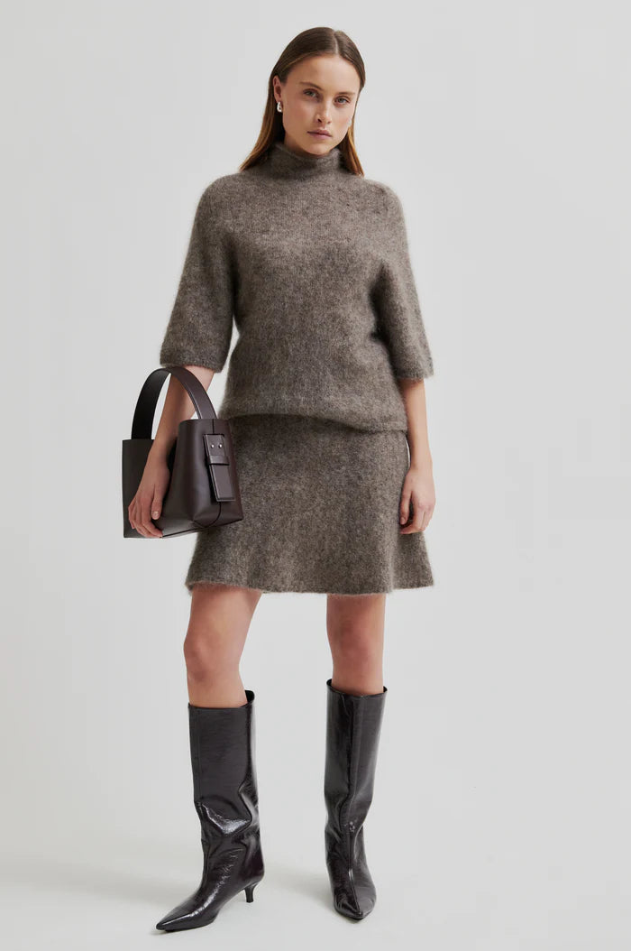 SECOND FEMALE EMMALOU KNIT TOP TAUPE