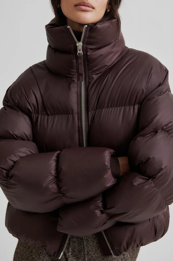 SECOND FEMALE RIYA PUFFER JACKET CHOCOLATE PLUM