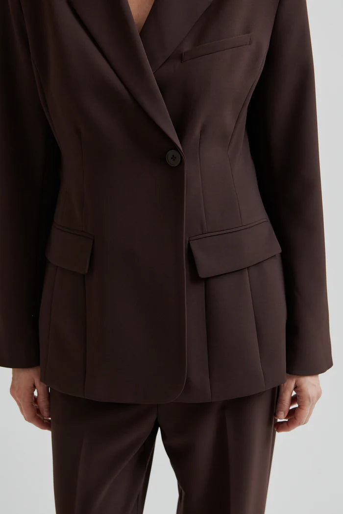 SECOND FEMALE FIQUE FITTED BLAZER CHOCOLATE PLUM
