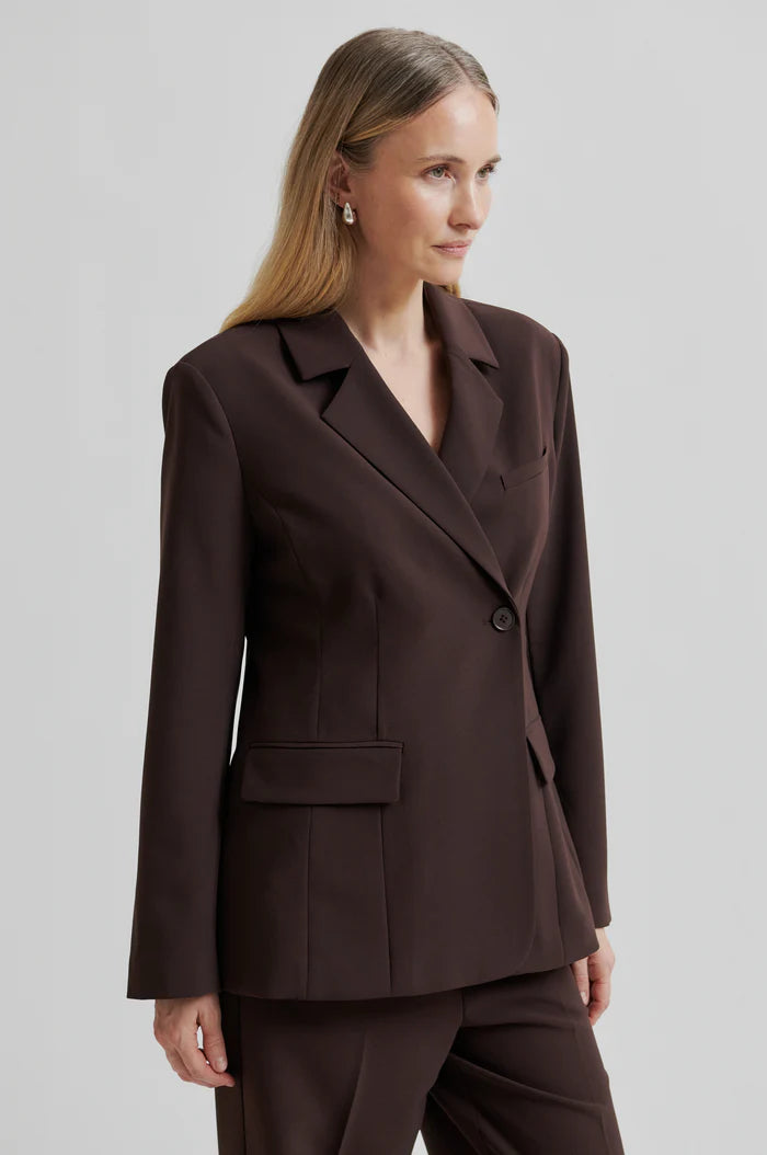 SECOND FEMALE FIQUE FITTED BLAZER CHOCOLATE PLUM