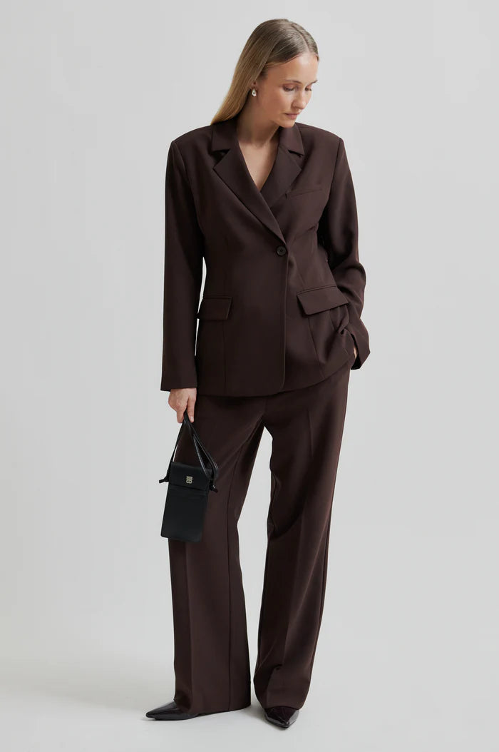SECOND FEMALE FIQUE CLASSIC TROUSERS CHOCOLATE PLUM