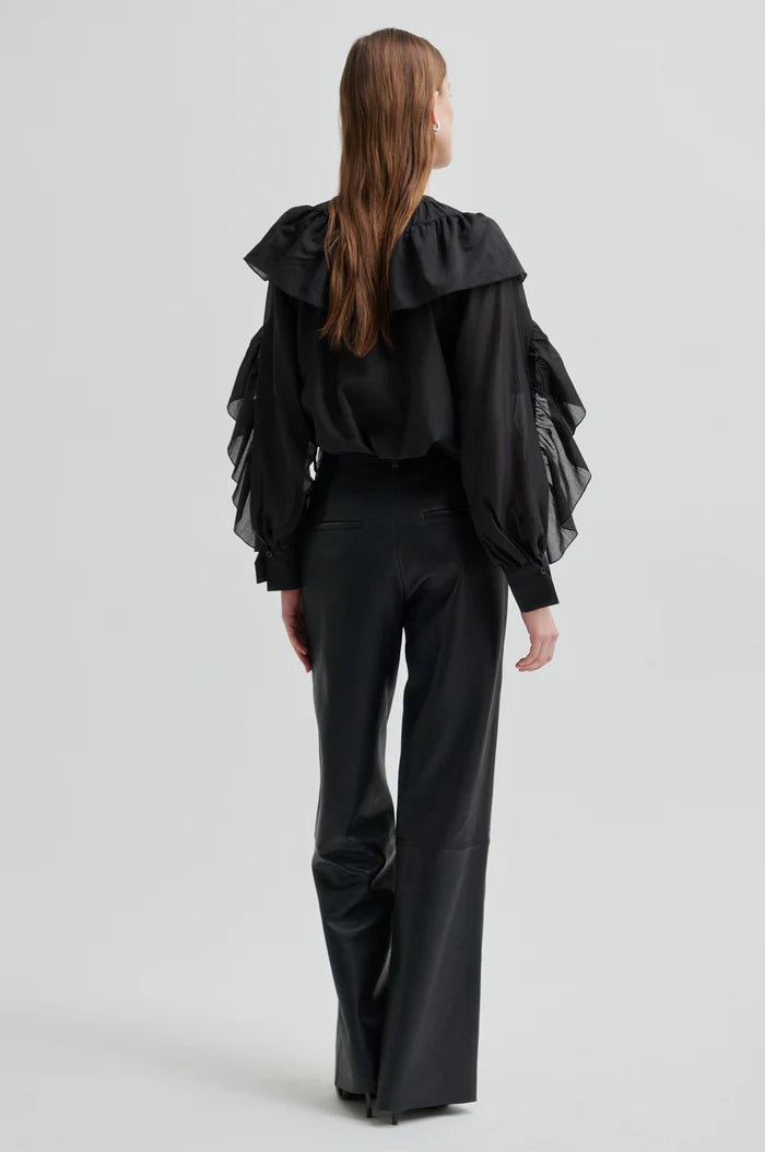 SECOND FEMALE FRIA FRILL BLOUSE ZWART