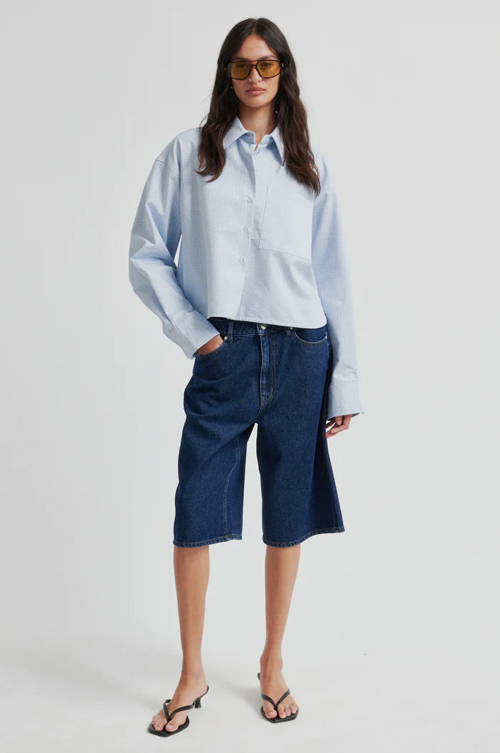 SECOND FEMALE JOZA CROPPED SHIRT L.BLUE - S. LABELS