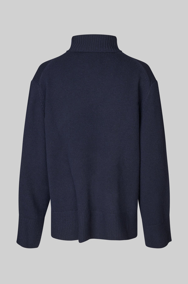 SECOND FEMALE TRUI ALPHA KNIT T-NECK NIGHT BLUE
