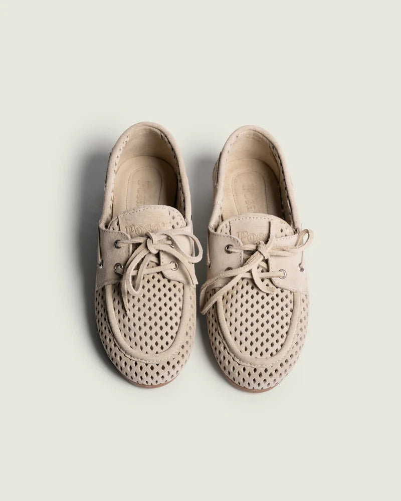 POSA BOAT LOAFER PERFORATED SUEDE LIGHT TAUPE - S. LABELS