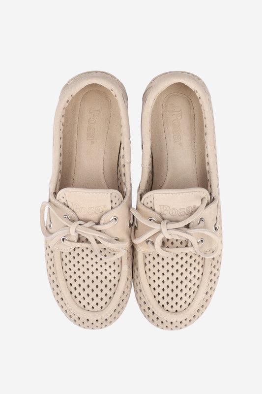 POSA BOAT LOAFER PERFORATED SUEDE LIGHT TAUPE - S. LABELS