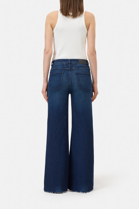 CLOSED GLOW-UP WIDE FIT FLARED DARK BLUE FRAYED HEM - S. LABELS