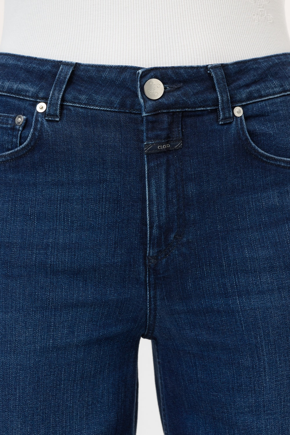 CLOSED GLOW-UP WIDE FIT FLARED DARK BLUE FRAYED HEM - S. LABELS