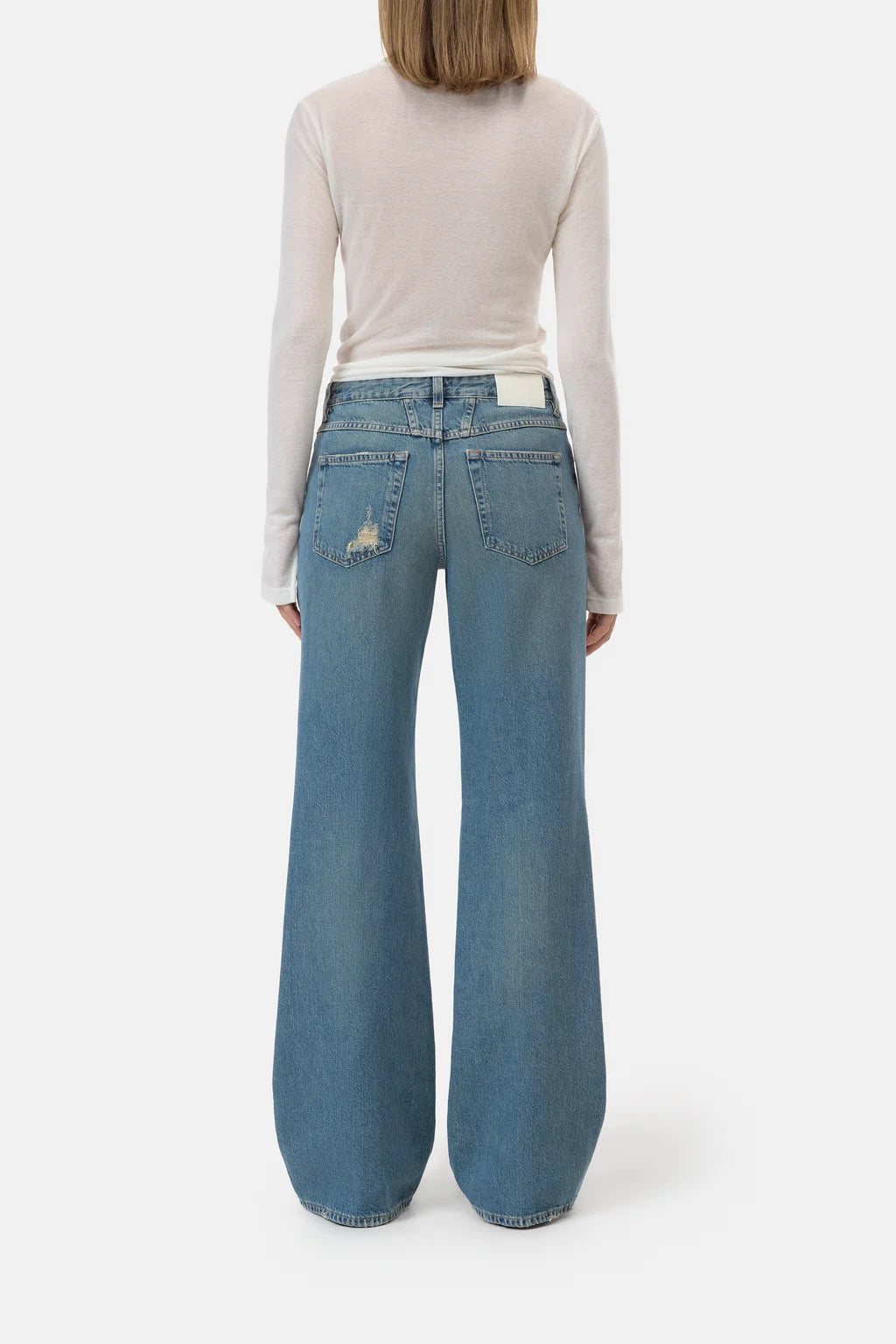 CLOSED GILLAN STRAIGHT JEANS DISTRESSED MID BLUE