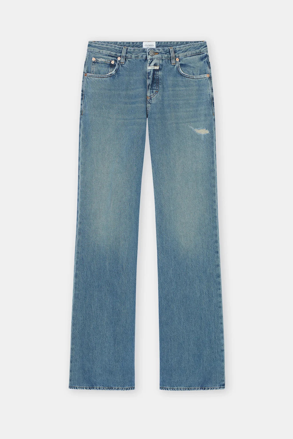 CLOSED GILLAN STRAIGHT JEANS DISTRESSED MID BLUE
