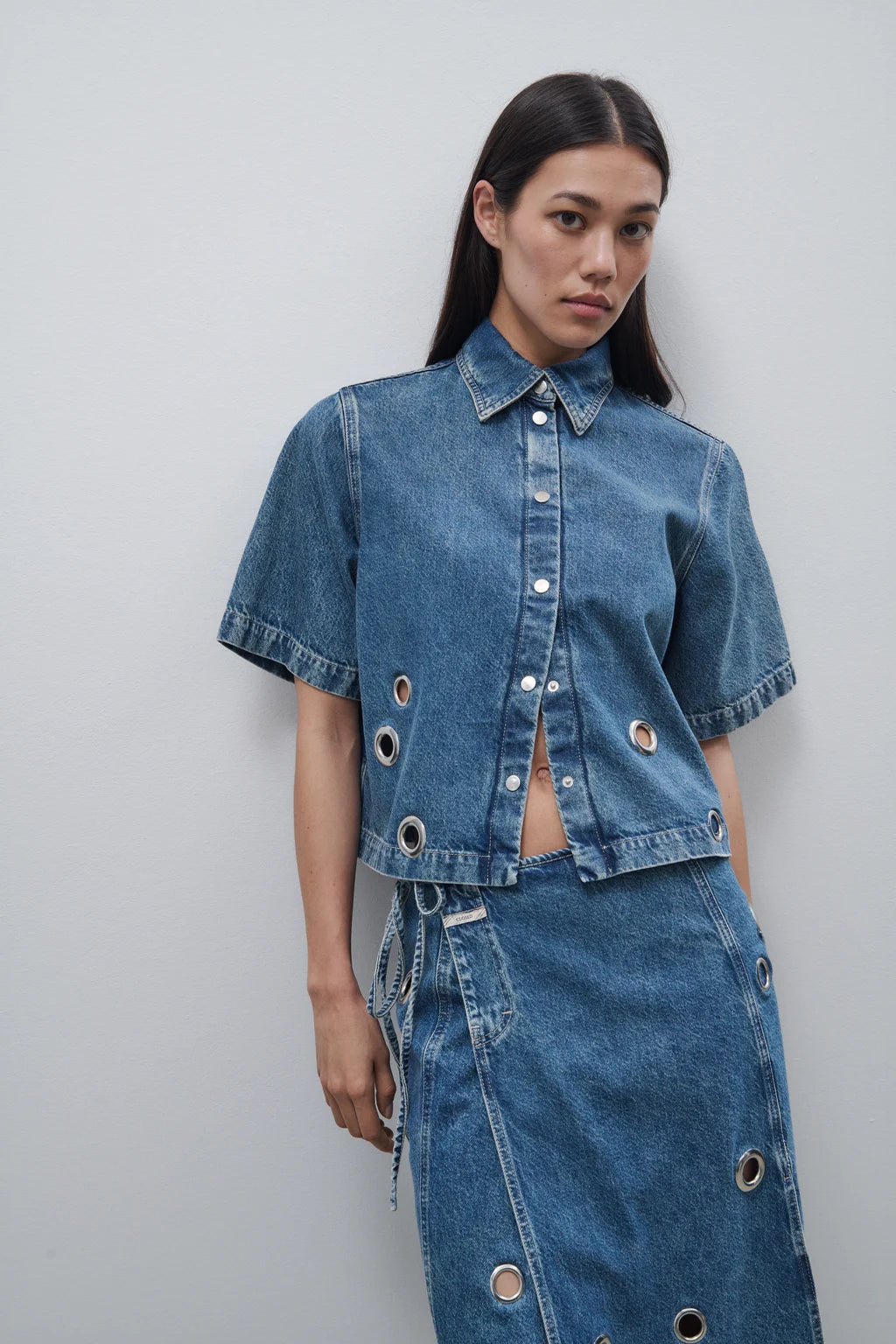 CLOSED DENIM HEMD KM STUD RINGS