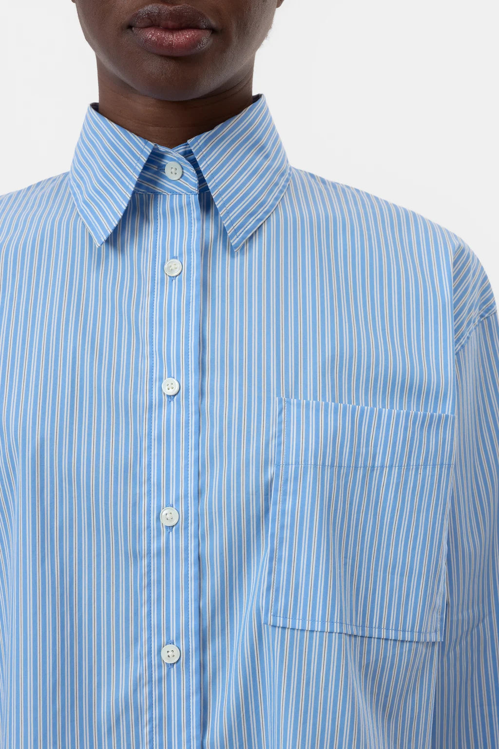 CLOSED CROPPED BLOUSE STRIPED