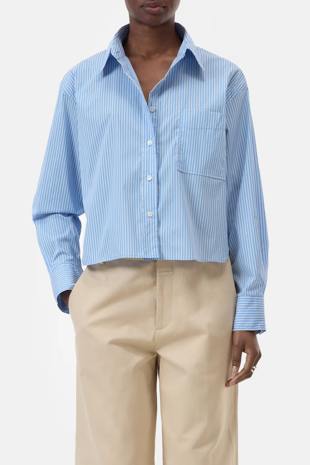 CLOSED CROPPED BLOUSE STRIPED