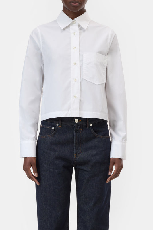 CLOSED LACE DETAIL CROPPED SHIRT WHITE - S. LABELS