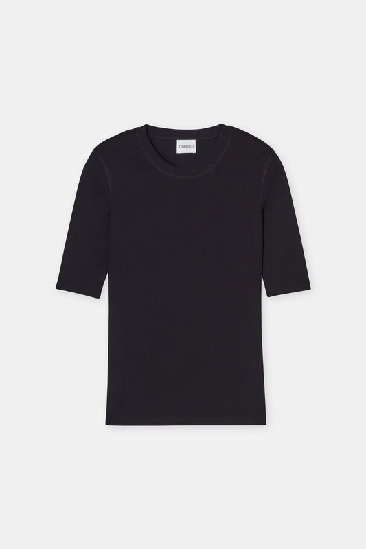 CLOSED RIB JERSEY BASIC TEE BLACK - S. LABELS