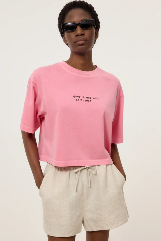 CLOSED BOXY TEE MET TEKST ROZE - S. LABELS
