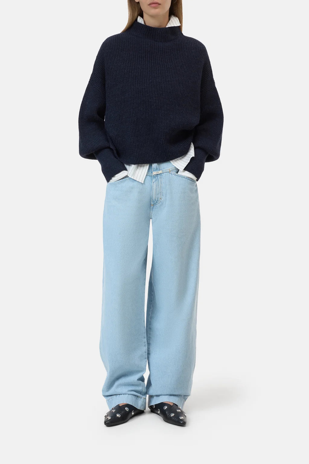 CLOSED FUNNEL NECK ALPACA MIX JUMPER DARK NIGHT