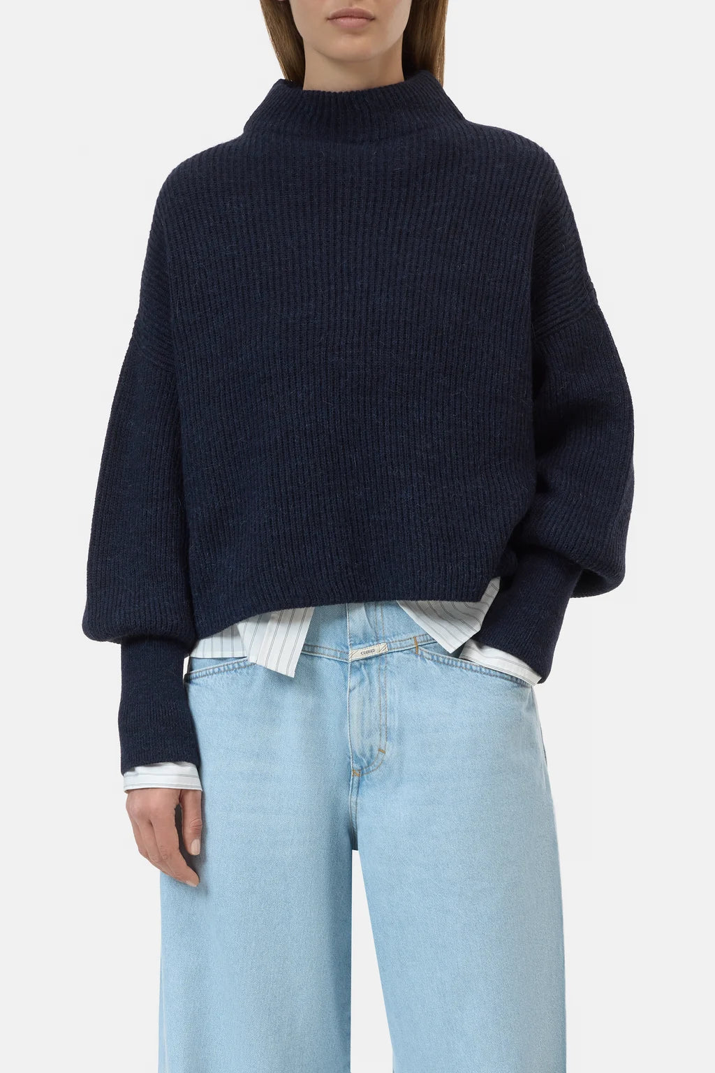 CLOSED FUNNEL NECK ALPACA MIX JUMPER DARK NIGHT