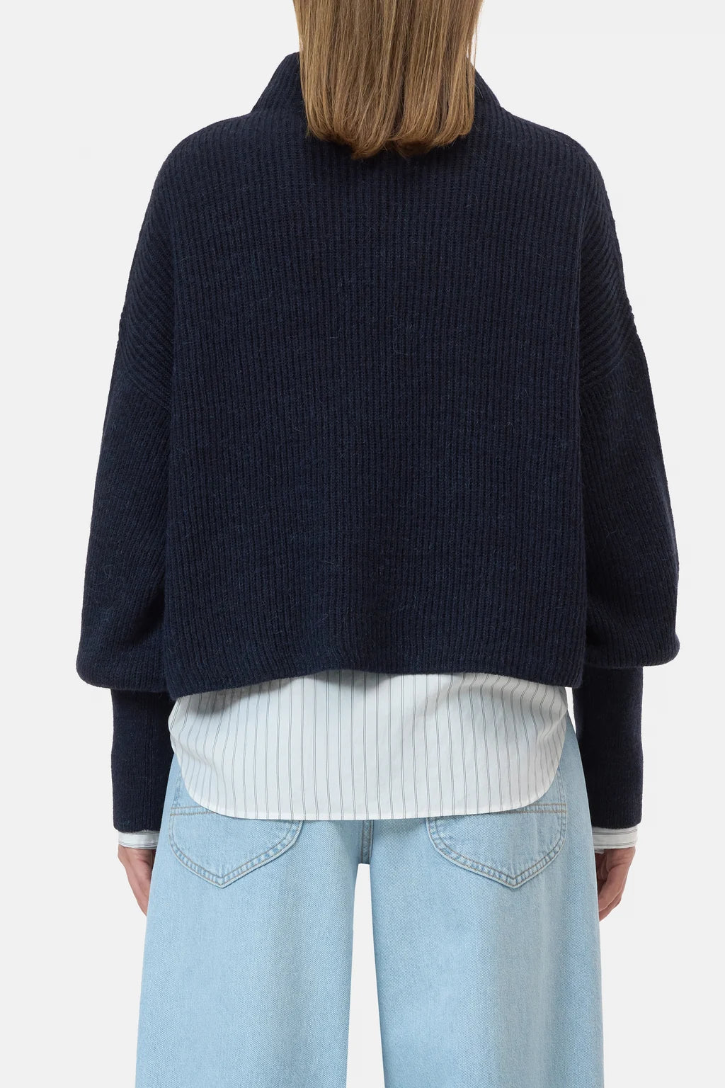 CLOSED FUNNEL NECK ALPACA MIX JUMPER DARK NIGHT