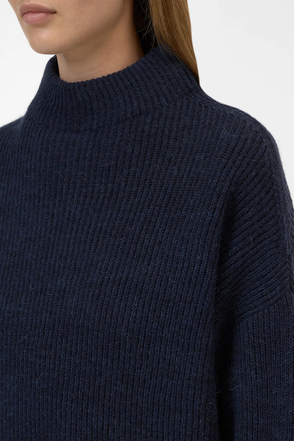 CLOSED FUNNEL NECK ALPACA MIX JUMPER DARK NIGHT