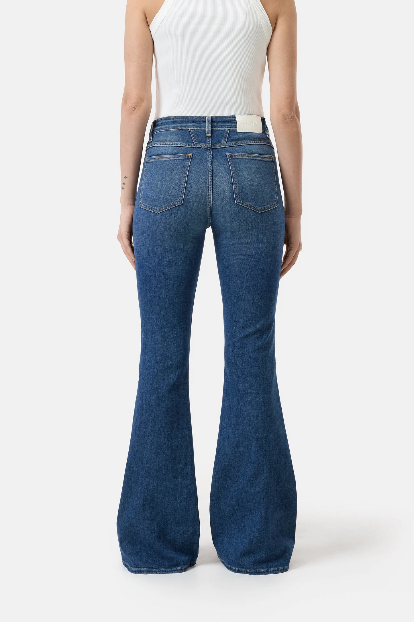 CLOSED RAWLIN SKINNY FIT FLARED LEG MID BLUE - S. LABELS