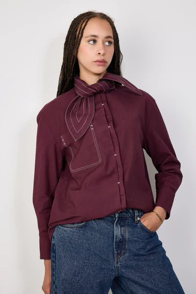 COCO Y MARIA PEPITA BLOUSE BORDEAUX