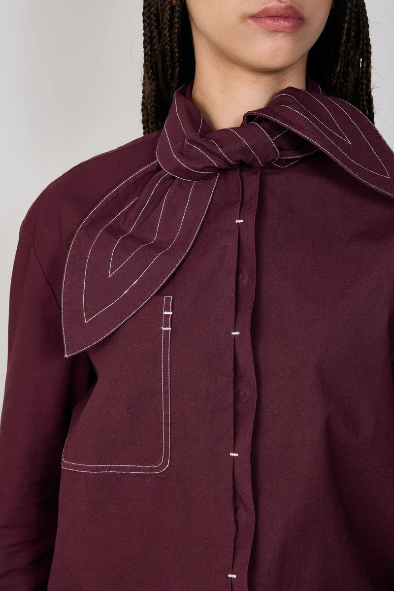 COCO Y MARIA PEPITA BLOUSE BORDEAUX