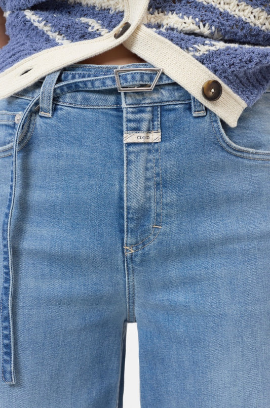 CLOSED GLOW-UP WIDE FIT FLARED MID BLUE STRETCH JEANS - S. LABELS