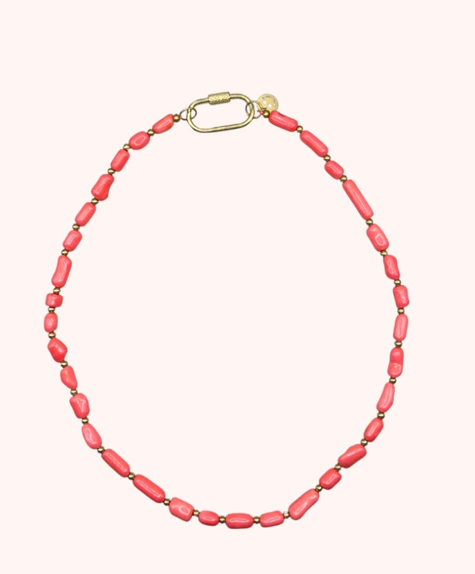 BONNIE STUDIOS TOMMY GOLD PINK NECKLACE